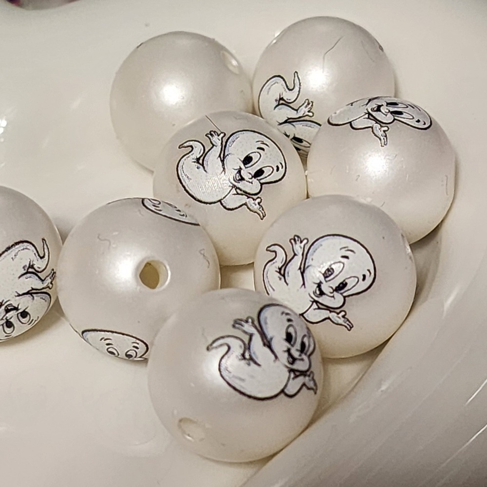 Ghost Cas Beads 4 Pcs 16mm Acrylic Crafts Beaded Pen Jewelry Round Charms